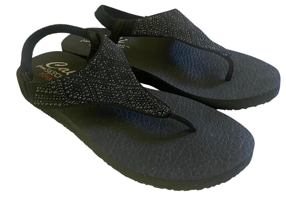 Skechers "Cali Yoga Foam" Women's Flip Flop Sandals, Black, Size 11, Slingback